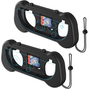 XHSESA 2PCS Controller Grip Accessories for Switch 2 - Ergonomic Handle with Wrist Strap for JoyCon Grip, Compact Anti-Slip Design (Blue Orange) in Saudi Arabia