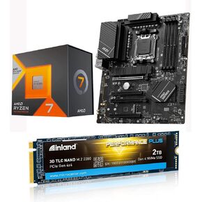 INLAND Micro Center AMD Ryzen 7 7800X3D 8-Core16-Thread Desktop Processor Bundle with MSI PRO B650-P WiFi ProSeries Motherboard and 2TB Performance Plus Gen4x4 M.2 SSD Up to 7000MB/s