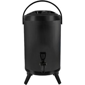 SOGA 10L Stainless Steel Insulated Milk Tea Barrel Hot and Cold Beverage Dispenser Container with Faucet Black (White)