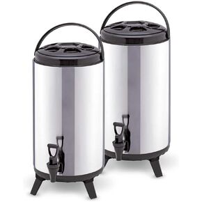 2X 14L Portable Insulated Cold/Heat Coffee Tea Beer Barrel Brew Pot With Dispenser