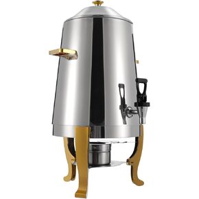 13L Hot Beverage Dispenser, Stainless Steel Coffee Chafer Urn Hot Drinks Dispenser with Spigot & Fuel Tray for Milk Coffee Water Juice, Coffee Chafer Urn for Parties, Alcohol Heating (Gold)
