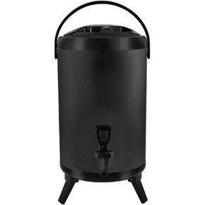 SOGA 12L Stainless Steel Insulated Milk Tea Barrel Hot and Cold Beverage Dispenser Container with Faucet Black