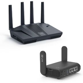 GL.iNet GL-MT6000 (Flint 2) WiFi 6 Router & GL.iNet GL-AXT1800 (Slate AX) Pocket-Sized Wi-Fi 6 Gigabit Travel Router