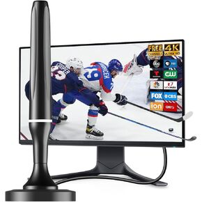 Digital TV Antenna for Smart Tv Indoor Antenna for Tv Without Cable with Strong Magnetic Base, 360° Reception Digital HDTV Antenna for Local Channels-10FT Long Cables （Silver-V174）