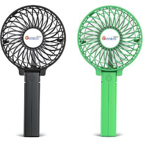 VersionTECH. Portable Handheld Fan 2Pack, Black+Green Powerful 180° Foldable Rechargeable Clip Fan with 3 Speeds