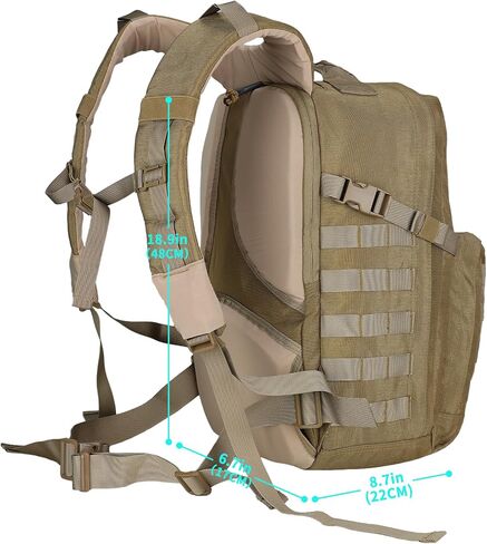 MGFLASHFORCE Molle Military Tactical Backpack for Men, 24L Daypack Army Rucksack Assault Pack, Bug Out Bag, 15.6" Laptop Compartment (Coyote Brown) in Saudi Arabia