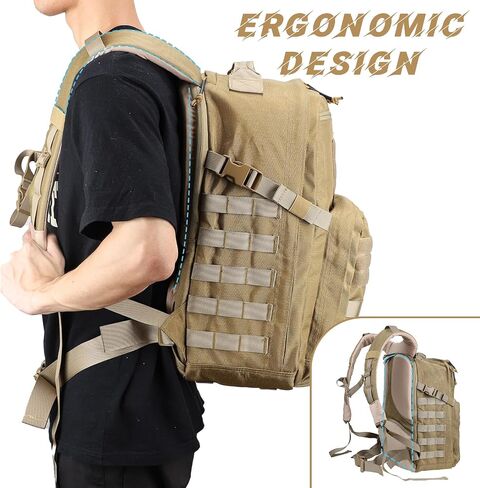 MGFLASHFORCE Molle Military Tactical Backpack for Men, 24L Daypack Army Rucksack Assault Pack, Bug Out Bag, 15.6" Laptop Compartment (Coyote Brown) in Saudi Arabia