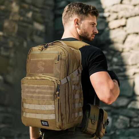MGFLASHFORCE Molle Military Tactical Backpack for Men, 24L Daypack Army Rucksack Assault Pack, Bug Out Bag, 15.6" Laptop Compartment (Coyote Brown) in Saudi Arabia