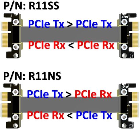 ADT-Link PCIe X1 Riser Cable PCIe 3.0 x1 to x1board to board board comples cable 8gbps PCI Express 1x Riser Card Ribbon Extender (15cm ، R11ss (tx tox)) in Kuwait