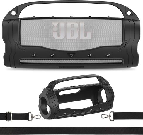 Silicone Cover Case for JBL Flip 7 Portable Bluetooth Speaker Accessories, Flip 7 Speaker Protective Case with Silicone Handle and Shoulder Strap (Black) in Saudi Arabia