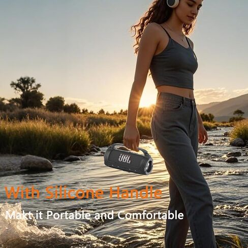 Silicone Cover Case for JBL Flip 7 Portable Bluetooth Speaker Accessories, Flip 7 Speaker Protective Case with Silicone Handle and Shoulder Strap (Black) in Saudi Arabia