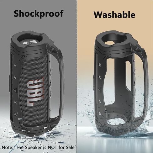 Silicone Cover Case for JBL Flip 7 Portable Bluetooth Speaker Accessories, Flip 7 Speaker Protective Case with Silicone Handle and Shoulder Strap (Black) in Saudi Arabia