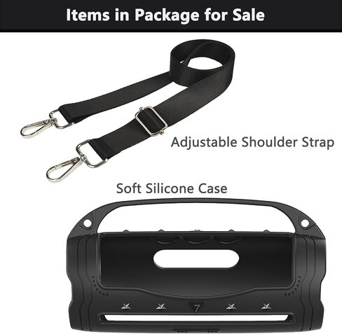 Silicone Cover Case for JBL Flip 7 Portable Bluetooth Speaker Accessories, Flip 7 Speaker Protective Case with Silicone Handle and Shoulder Strap (Black) in Saudi Arabia