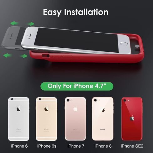 Battery Case for iPhone 6/6s/7/8/SE(2022/2020)(6.1 Inch), [2024 Upgraded] Ultra-Slim 7000mAh Portable Extended Charging Case Cover for iPhone 8, iPhone 7, iPhone 6/6s, iPhone SE Charger Case (Red) in Kuwait