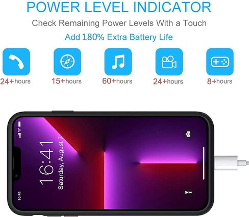 MAXBEAR Battery Case for iPhone 13 Pro, 7000mAh Slim Portable Protective Charging Case Compatible with iPhone 13 Pro (6.1 inch) Rechargeable Battery Pack Charger Case (Black) in Saudi Arabia