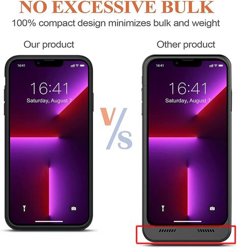 MAXBEAR Battery Case for iPhone 13 Pro, 7000mAh Slim Portable Protective Charging Case Compatible with iPhone 13 Pro (6.1 inch) Rechargeable Battery Pack Charger Case (Black) in Saudi Arabia
