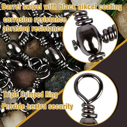 Fishing 3 Way Swivels, 50pcs Three Way Fishing Swivel Stainless Steel Cross Line Connector, 3 Way Rig Fishing Tackle Saltwater Freshwater Fishing #1 in Saudi Arabia