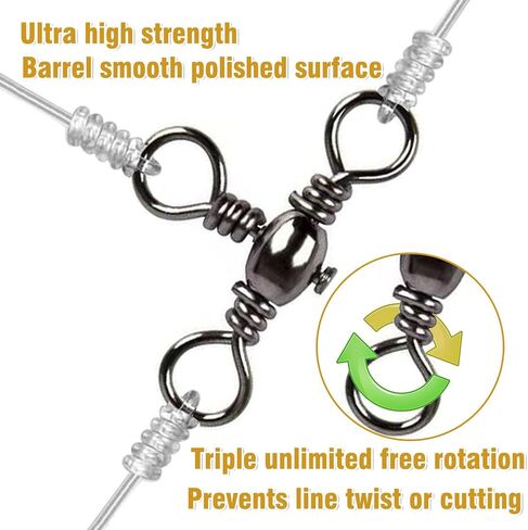 Fishing 3 Way Swivels, 50pcs Three Way Fishing Swivel Stainless Steel Cross Line Connector, 3 Way Rig Fishing Tackle Saltwater Freshwater Fishing #1 in Saudi Arabia