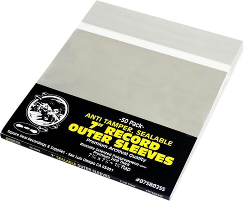 (100) 7" Tamper-Resistant Sealable Record Outer Sleeves - Super Clear Premium 2 Mil Thick Archival Quality BOPP - Seals One Time - 07SB02SS in Saudi Arabia