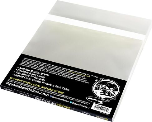 (100) 7" Tamper-Resistant Sealable Record Outer Sleeves - Super Clear Premium 2 Mil Thick Archival Quality BOPP - Seals One Time - 07SB02SS in Saudi Arabia