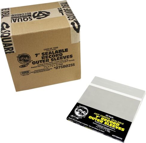 (100) 7" Tamper-Resistant Sealable Record Outer Sleeves - Super Clear Premium 2 Mil Thick Archival Quality BOPP - Seals One Time - 07SB02SS in Saudi Arabia