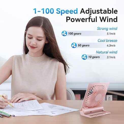 مروحة مكتب ، 6.61''Ultra-thin 5000mAh معجبة تعمل بالبطارية مع رياح قوية ، 100 سرعات قابلة للتعديل والرقمي ، مؤقت ، مروحة محمولة صغيرة فائقة الدقة لغرفة النوم ، المكتب ، السفر ، أساسيات الصيف in Saudi Arabia
