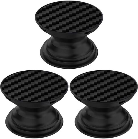 3 Pack Genuine Carbon Fiber Expandible Collapsible Mobile Phone Grip Stand Holder for Smartphone Tablet Cell Phone Accessory - Black Twill in Saudi Arabia