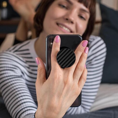 3 Pack Genuine Carbon Fiber Expandible Collapsible Mobile Phone Grip Stand Holder for Smartphone Tablet Cell Phone Accessory - Black Twill in Saudi Arabia