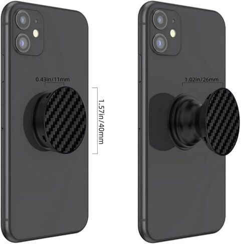 3 Pack Genuine Carbon Fiber Expandible Collapsible Mobile Phone Grip Stand Holder for Smartphone Tablet Cell Phone Accessory - Black Twill in Saudi Arabia