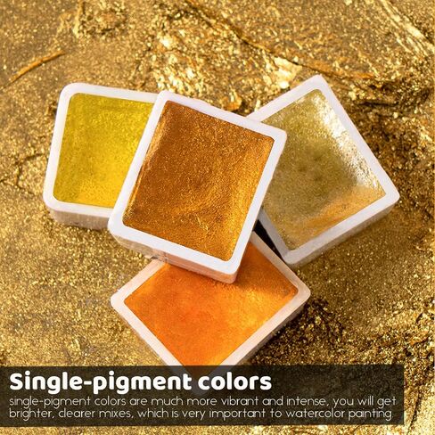 Paul Rubens Watercolor Paint Artist Grade 12 Colors, Metallic Glitter Watercolor Paints Set Solid Cakes with Palette and 100% Cotton Hot Press Watercolor Journal for Artists Painters in Kuwait