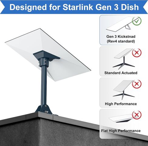 STARLINK GEN 3 MOUNT ADAPTER Aluminium Aluminium ، 15.7 "Feel Pivot Pipe مع طقم Mount Base قابل للتعديل متوافق مع طبق Starlink V3 القياسي للسقف in Saudi Arabia