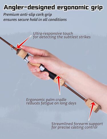 LITTMA Trout&PANFISH Ultralight Fishing Rod 2 PCS – Trout, Crappie, Panfish Micro Spinning Rods – Brown Carbon Fiber Blank, Cork Handle – for Beginners – 6’/6’6"/7’ in Saudi Arabia
