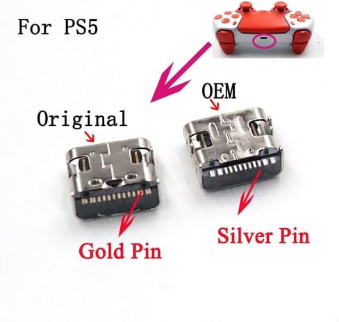 5pcs شحن منفذ المقبس لأجزاء إصلاح واجهة Controller Type-C (5pcs PIN الفضية) in Saudi Arabia