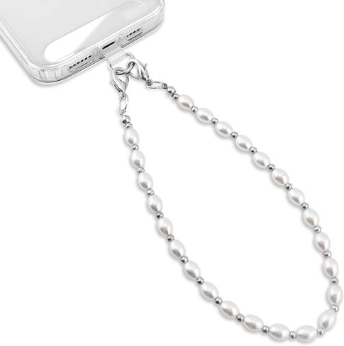 Pearl Beaded Phone Charm With Gold Metal Beads Detachable Anti Theft Phone Strap Hands-Free iPhone Wrist Strap for Women Phone Chain Wristlet - Fits Apple, Samsung, Google Pixel & More in Saudi Arabia