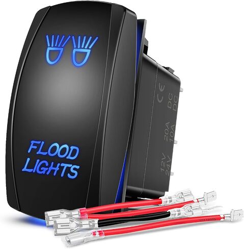 Nilight Water Pump Rocker Switch 5 Pin Laser On Off SPST switches 20A/12V 10A/24V Blue Freshwater Tank Toggle Switch for Car Boat Marine Pontoon RV Camper Travel Trailer, 2 Years Warranty in Saudi Arabia