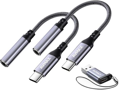 AVMAX USB C to 3.5mm Audio Headphone Adapter HiFi,Type c to Aux Female Cable for 16 15 Plus, S24 S23 S22 S21 S20 and More Type c Devices (Classic White1) in Kuwait