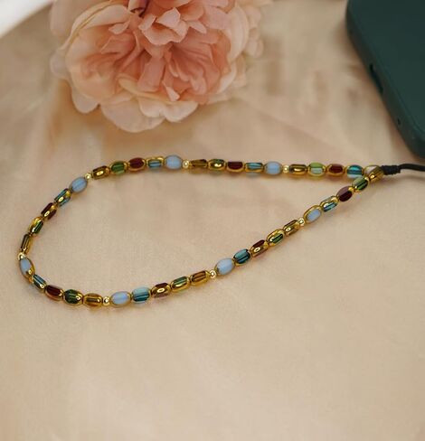 MORWLAT Beaded Phone Charm, Rainbow Crystal Wrist Lanyard Strap, Mobile Phone Decoration in Kuwait