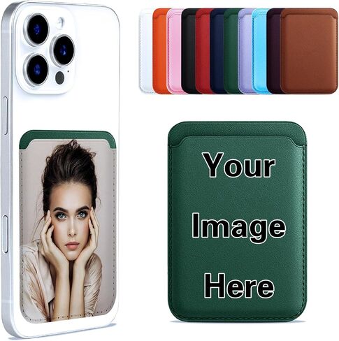 Customizable Magnetic Phone Wallet Card Holder with Picture Upload Design - For iPhone 16/15/14/13/12 Pro/Max/Plus/Mini Series,RFID Blocking & Magnetic Case Attachment DIY Photo Insert (black) in Saudi Arabia