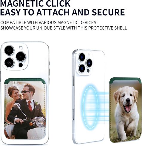 Customizable Magnetic Phone Wallet Card Holder with Picture Upload Design - For iPhone 16/15/14/13/12 Pro/Max/Plus/Mini Series,RFID Blocking & Magnetic Case Attachment DIY Photo Insert (black) in Saudi Arabia