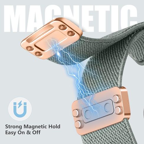 Easuny Elastic Magnetic Bands for Samsung Galaxy Watch 7 6 5 4 FE 40mm 44mm/Galaxy Watch 6 4 Classic 42mm 46mm 43mm 47mm/Galaxy 5 Pro 45mm Band/Active 2, 20mm Adjustable Nylon Sport Strap Men Women in Kuwait
