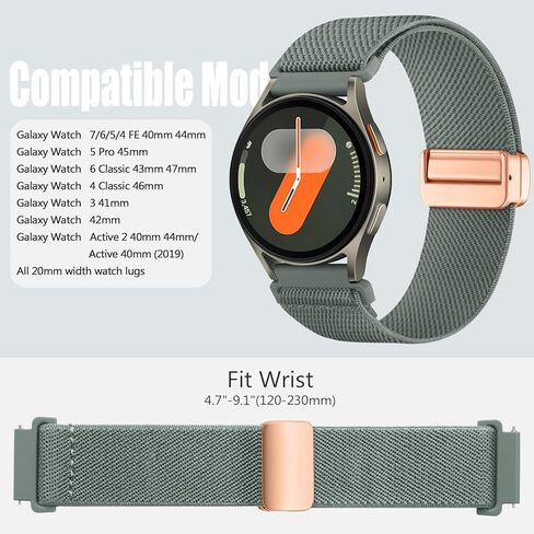 Easuny Elastic Magnetic Bands for Samsung Galaxy Watch 7 6 5 4 FE 40mm 44mm/Galaxy Watch 6 4 Classic 42mm 46mm 43mm 47mm/Galaxy 5 Pro 45mm Band/Active 2, 20mm Adjustable Nylon Sport Strap Men Women in Kuwait