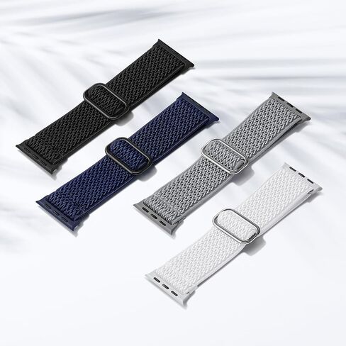 4 حزمة نايلون نايلون شريط متوافق مع أشرطة Apple Watch لرجال النساء 44 مم 40 مم 41 مم 42 مم 45 مم 46 مم 49 مم 38 مم ، حزام مرن منفرد مضفر لـ IWatch Ultra 2 Series 10 9 8 7 6 5 4 3 SE in Kuwait