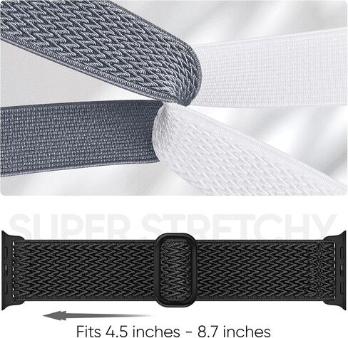 4 حزمة نايلون نايلون شريط متوافق مع أشرطة Apple Watch لرجال النساء 44 مم 40 مم 41 مم 42 مم 45 مم 46 مم 49 مم 38 مم ، حزام مرن منفرد مضفر لـ IWatch Ultra 2 Series 10 9 8 7 6 5 4 3 SE in Kuwait