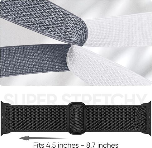 4 حزمة نايلون نايلون شريط متوافق مع أشرطة Apple Watch لرجال النساء 44 مم 40 مم 41 مم 42 مم 45 مم 46 مم 49 مم 38 مم ، حزام مرن منفرد مضفر لـ IWatch Ultra 2 Series 10 9 8 7 6 5 4 3 SE in Kuwait