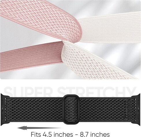 4 حزمة نايلون نايلون شريط متوافق مع أشرطة Apple Watch لرجال النساء 44 مم 40 مم 41 مم 42 مم 45 مم 46 مم 49 مم 38 مم ، حزام مرن منفرد مضفر لـ IWatch Ultra 2 Series 10 9 8 7 6 5 4 3 SE in Kuwait