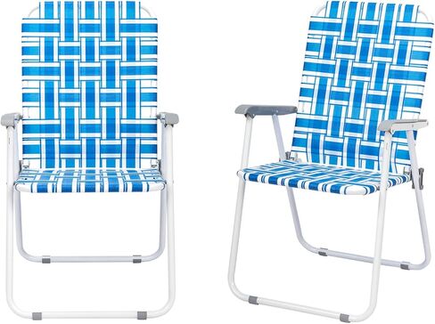 Outvita Webbed Lawn Chairs Set of 2, Foldable Metal Patio Chairs Stable Steel Outdoor Chair for Camping, Fishing, Beach, Poolside, Backyard and BBQ in Saudi Arabia