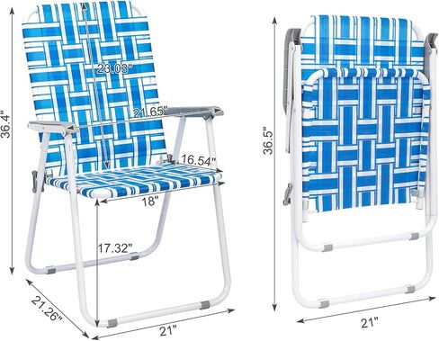 Outvita Webbed Lawn Chairs Set of 2, Foldable Metal Patio Chairs Stable Steel Outdoor Chair for Camping, Fishing, Beach, Poolside, Backyard and BBQ in Saudi Arabia