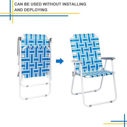 Outvita Webbed Lawn Chairs Set of 2, Foldable Metal Patio Chairs Stable Steel Outdoor Chair for Camping, Fishing, Beach, Poolside, Backyard and BBQ in Saudi Arabia