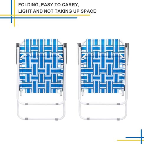 Outvita Webbed Lawn Chairs Set of 2, Foldable Metal Patio Chairs Stable Steel Outdoor Chair for Camping, Fishing, Beach, Poolside, Backyard and BBQ in Saudi Arabia