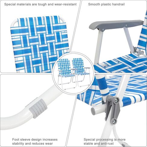 Outvita Webbed Lawn Chairs Set of 2, Foldable Metal Patio Chairs Stable Steel Outdoor Chair for Camping, Fishing, Beach, Poolside, Backyard and BBQ in Saudi Arabia